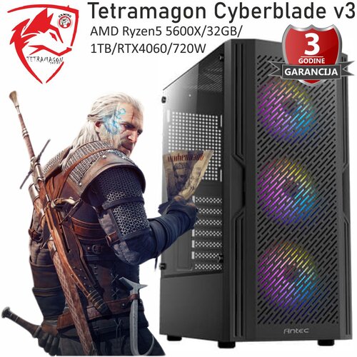 TETRAMAGON series računar tetramagon cyberblade v3 amd Ryzen5 5600X/32GB/1TB/RTX4060/720W Slike