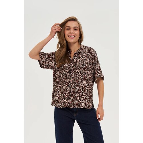 Marisse Viscose Leopard Print Shirt, Black Slike