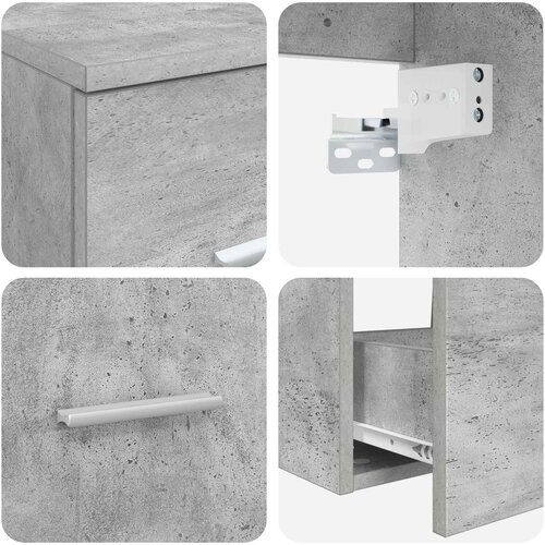  Set ormarića za kupaonicu 3 kom. Betonska siva 136 x 35 x 80 cm Slike