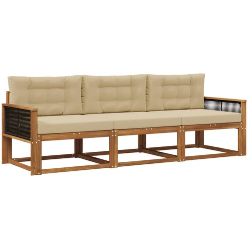 vidaXL Zunanja garnitura za sedenje z blazino 3 pcs Naravna in bež, (5000279517) Cene
