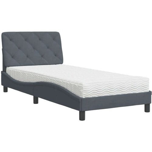 VidaXL Krevet s madracem tamnosivi 90x190 cm bar&amp;scaron;unasti Slike