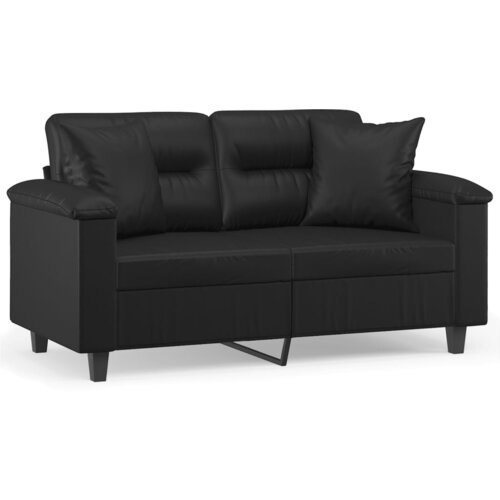 Maison Chic kavč - Sofa - Kanape dvosed z okrasnimi blazinami črn 120 cm umetno usnje, (21727675) Slike