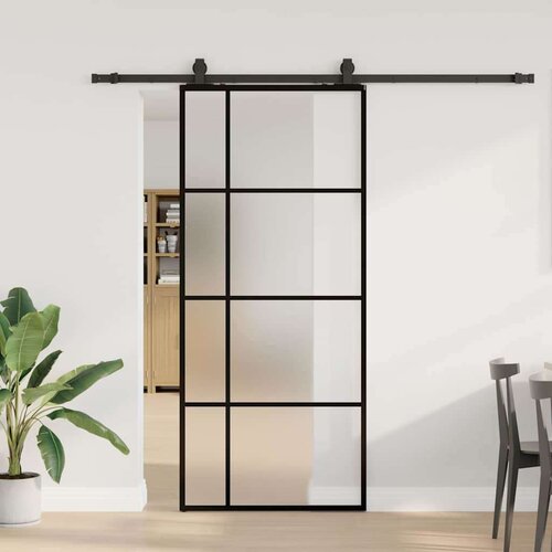  Klizna vrata s priborom crna 90 x 205 cm od ESG stakla Cene