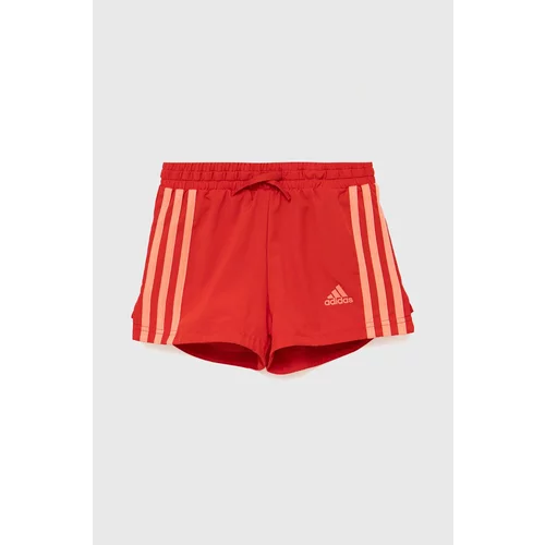 Adidas Dječje kratke hlače boja: crvena, glatke, podesiv struk