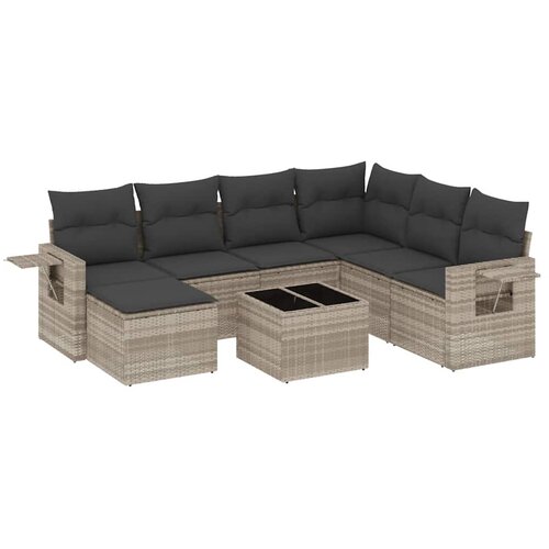  8-dijelni set vrtnih sofa od poliratana s jastucima svjetlosivi Slike