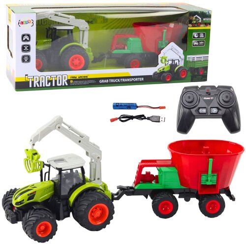 Traktor na daljinsko upravljanje s sijačicom - zeleno/crveni Slike
