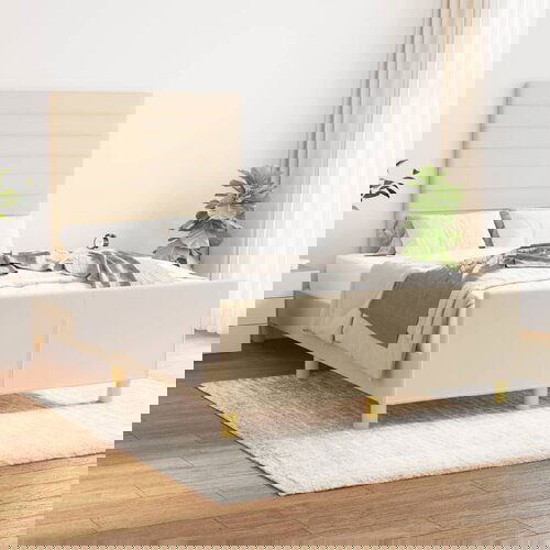 The Living Store Posteljni okvir z vzglavjem krem 120x200 cm blago - Posteljni Okvir Z Vzglavjem, (21523249) Cene