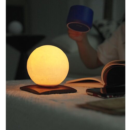 Gingko Temno rjava LED namizna svetilka iz masivnega oreha (vi&amp;scaron;ina 13 cm) Smart LunaSpin &amp;ndash; Slike