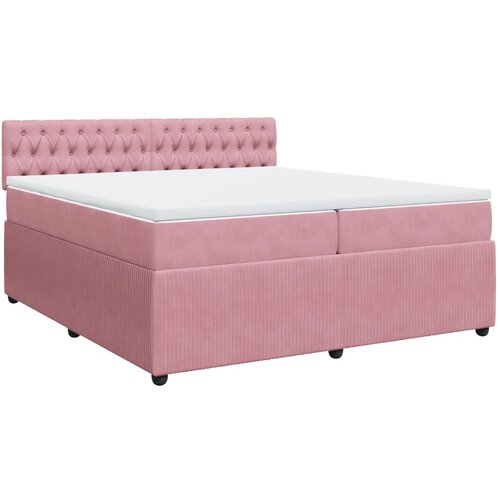 vidaXL Box spring postelja z vzmetnico roza 200x200 cm žamet, (21305829) Cene