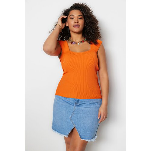 Trendyol Curve Plus Size Blouse - Orange - Fitted Slike