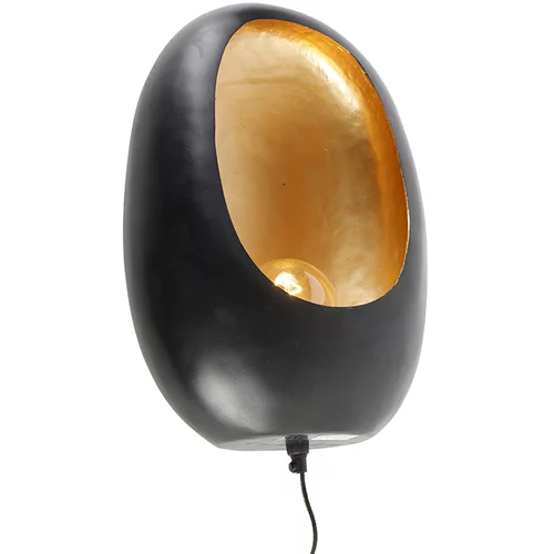 QAZQA Dizajn stenska svetilka črna z zlato notranjostjo 46 cm - Cova