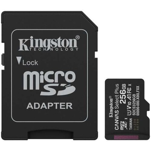 Kingston MicroSD 256GB, Canvas Select Plus, Class 10 UHS-I U1 V10 A1, Read up to 150MB/s, w/SD adapter ( SDCS3/256GB ) Cene