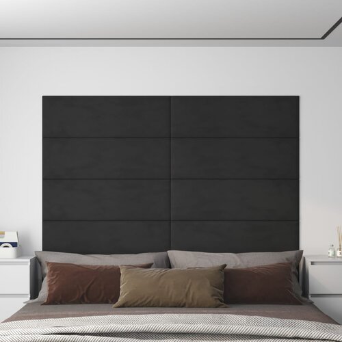 VidaXL Stenski paneli 12 kosov črni 90x30 cm žamet 3,24 m&amp;sup2; Slike