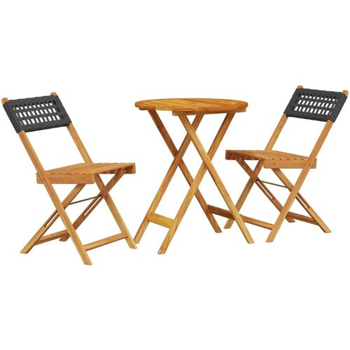 VidaXL 3-dijelni bistro set od poliratana i masivnog drva crni Slike