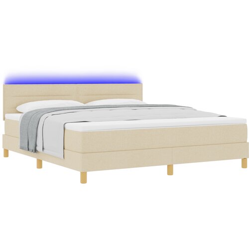 vidaXL LED Box Spring Krevet s madracem Krema 180 x 200 cm tkanina Cene