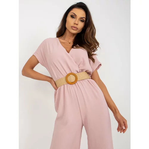 Fashion Hunters Light pink summer jumpsuit with wide legs