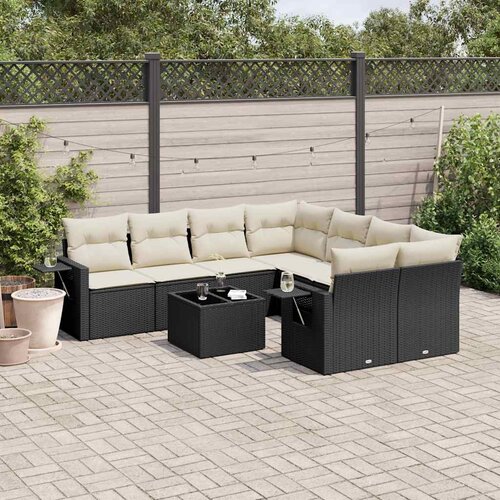  9-dijelni set vrtnih sofa s jastucima crni od poliratana Cijene