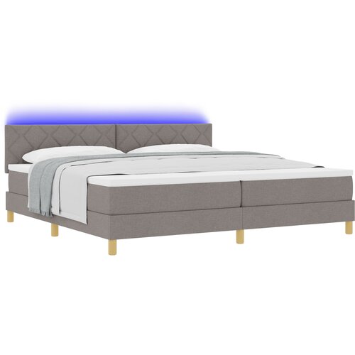 VidaXL Postelja s &amp;scaron;katlo z blazino &amp;amp; LED Taupe 200x200 cm Tkanina, (22082750) Slike