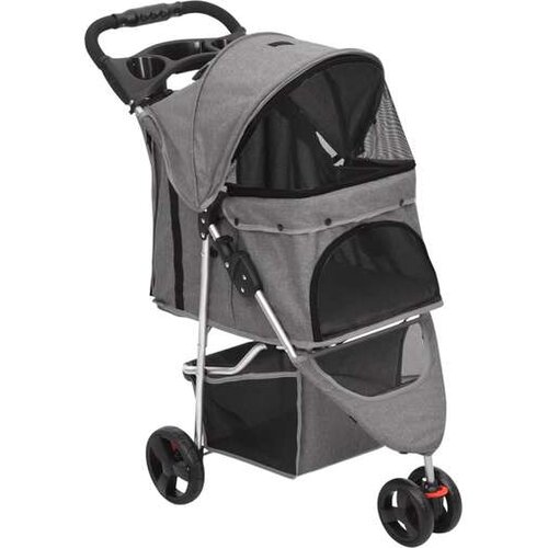  Sklopiva kolica za pse siva 80 x 46 x 98 cm od tkanine Oxford Cijene