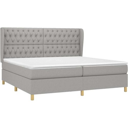  Krevet s oprugama i madracem svjetlosivi 200 x 200cm od tkanine Slike
