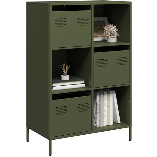 VidaXL Visoka omara olivno zelena 68x39x103,5 cm jeklo Slike