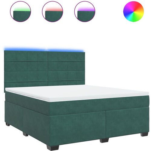 vidaXL Box spring postelja z vzmetnico temno zelena 180x200 cm žamet, (21305639) Cene