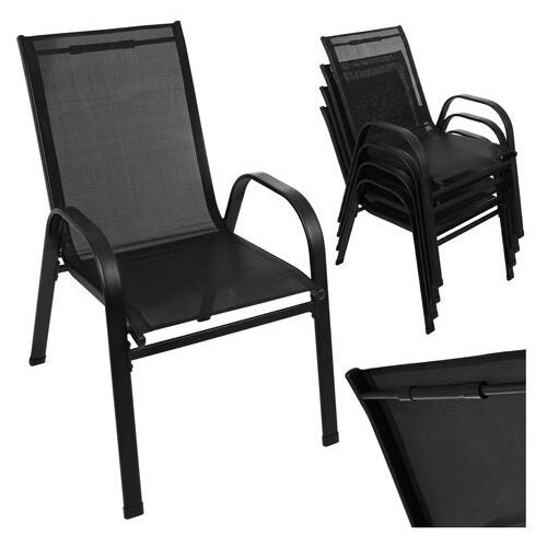 Gardlov set vrtnih stolica &amp;ndash; 4 crne stolice za vrt, terasu i balkon, nosivost 150 kg Slike