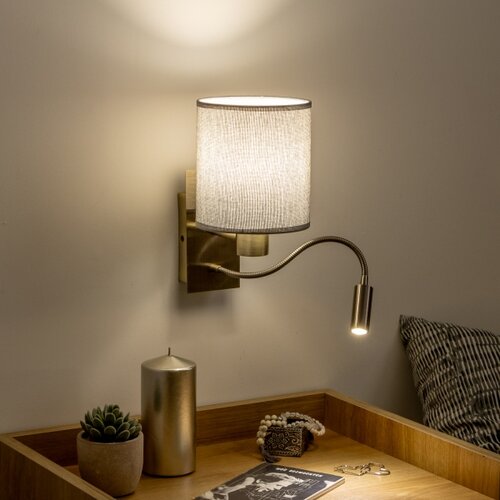  Brilagi - LED zidna svetiljka NUBILA 1xE27/25W/230V + LED/3W mesing/siva Slike