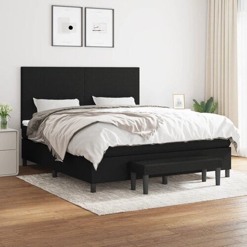 VidaXL Box spring postelja z vzmetnico črna 160x200 cm blago Slike