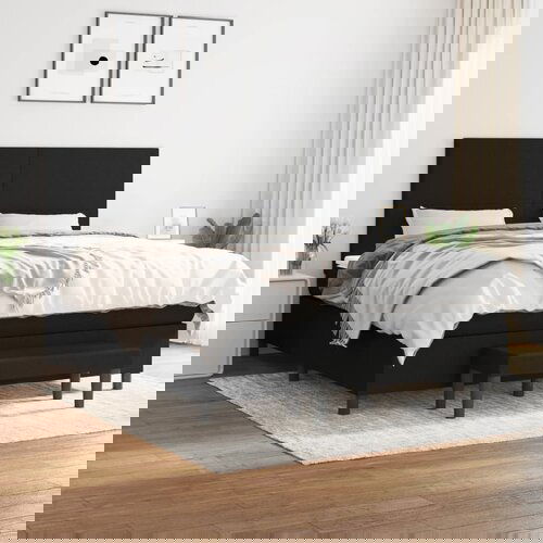 VidaXL Krevet s oprugama i madracem crni 160x200 cm od tkanine Slike