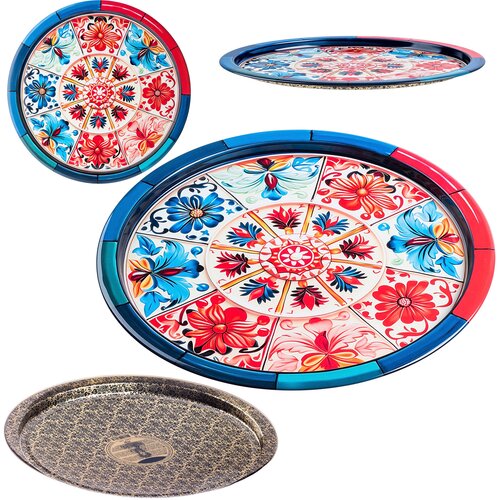 KADAX Dekorativni servirni pladenj okrogel kovinski mozaik velik 32,5 cm, (5000355826) Slike