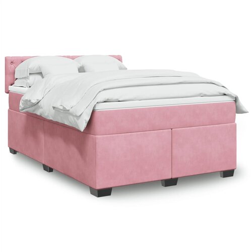 vidaXL Box spring postelja z vzmetnico roza 140x200 cm žamet Cene