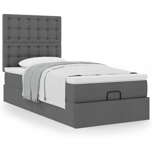 vidaXL Otomanski posteljni okvir z vzmetnico siv 90x200 cm blago Cene