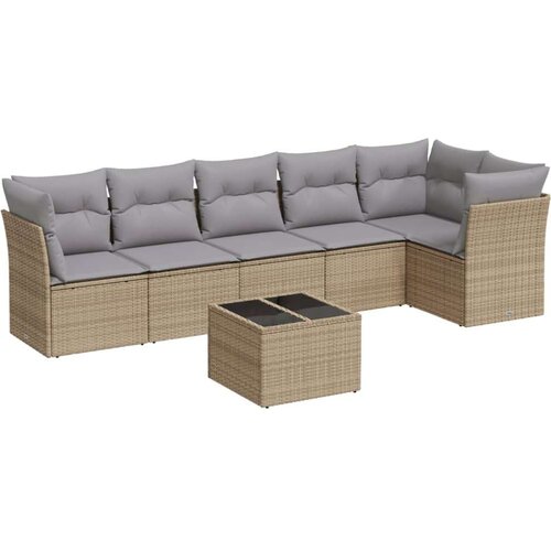  7-dijelni set vrtnih sofa od poliratana s jastucima bež Slike