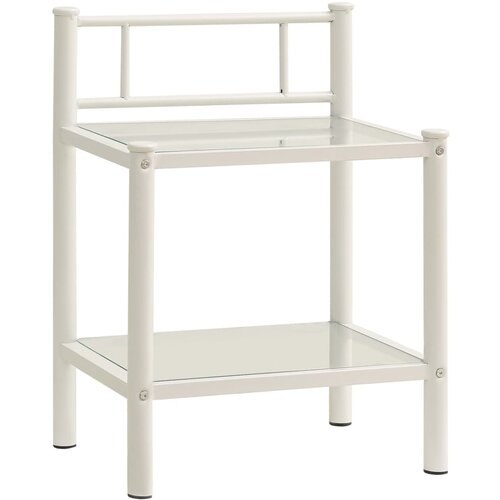 VidaXL Nočna omarica bela in prozorna 45x34,5x60,5 cm kovina in steklo, (20733357) Slike