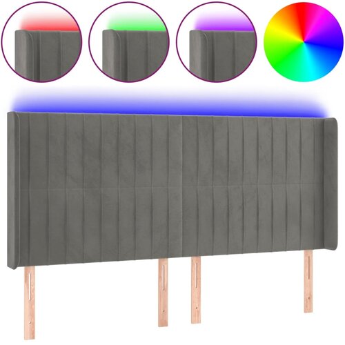 Maison Chic LED Posteljno vzglavje - Vzglavna omarica - Nočna omarica svetlo sivo 203x16x118/128 cm žamet, (21709894) Cene