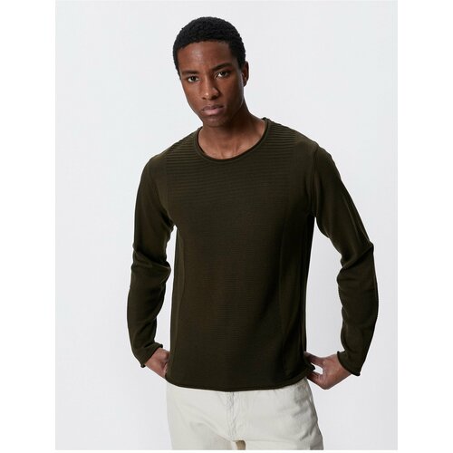 Koton Basic Knitwear Sweater Textured Round Neck Slim Fit Slike
