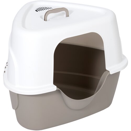 Zooplus Basics WC za mačke s poklopcem - Siva/bijela Slike