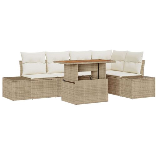  6-dijelni vrtni sofa set s jastučićima Bež Poli ratan Slike