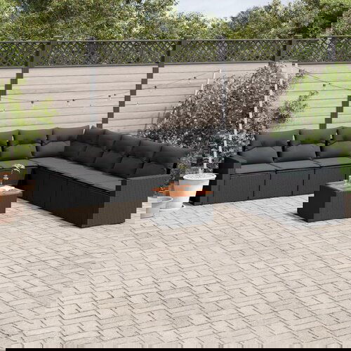 VidaXL 10-dijelni set vrtnih sofa s jastucima crni od poliratana Slike