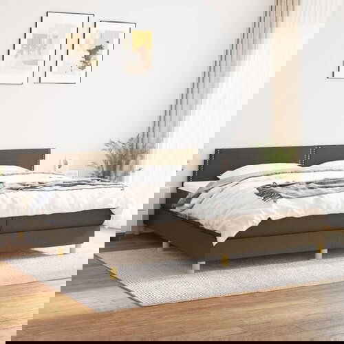 The Living Store Box spring postelja z vzmetnico temno rjav 200x200 cm blago - Box Spring Postelja, (21516828) Slike