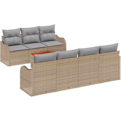 vidaXL Vrtna sedežna garnitura z blazino 8 pcs Bež poli ratan, (5000142845) Cene