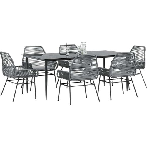  7-dijelni vrtni blagovaonski set s jastucima poliratan i staklo Slike