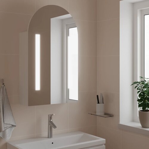  Kupaonski ormarić s ogledalom LED lučni bijeli 42 x 13 x 70 cm Slike