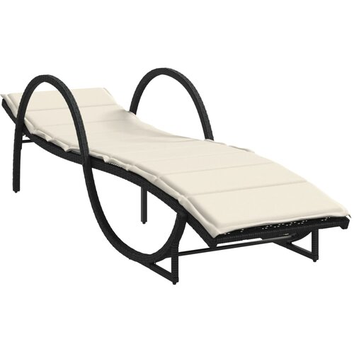  Ležaljka za sunčanje s jastukom crna 60x199x42 cm poliratan Slike