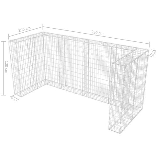  Gabionska ograda za tri kante za otpad od čelika 250x100x120 cm Slike