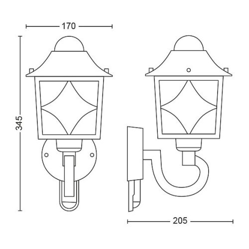 Philips 1747842PN - Spoljna zidna svetiljka sa senzorom 1xE27/60W/230V IP44 Slike