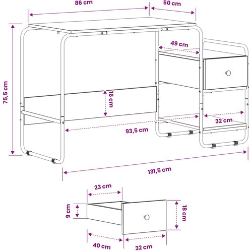  Stol s pohranom Crni hrast 131.5 x 50 x 75.5 cm Slike