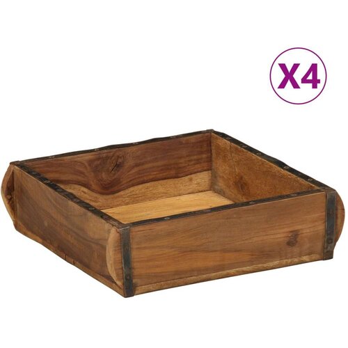  Pladnjevi 4 kom 31x29x10 cm Čvrsto drvo od recikliranih materijala Slike