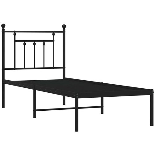 VidaXL Metalni okvir za krevet s uzglavljem crni 75x190 cm Slike